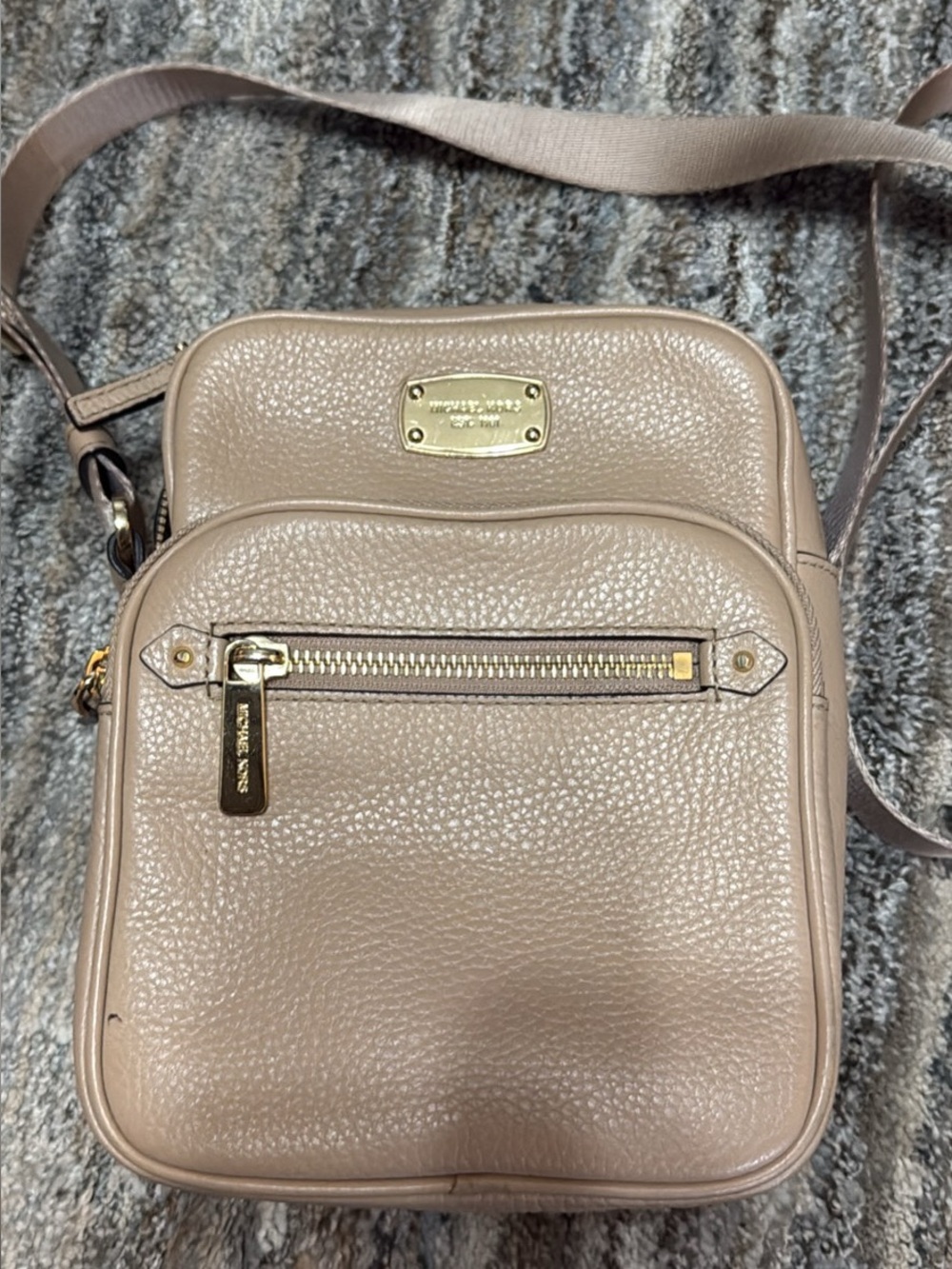 Michael Kors Pebbled Leather Crossbody Bag in Taupe